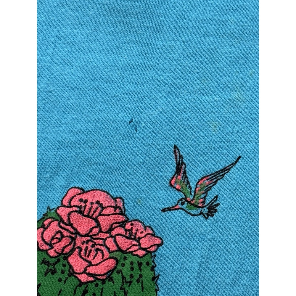 Vintage Arizona Blue T Shirt 90s XL Cactus Puff Print Crewneck Single Stitch - Picture 3 of 8